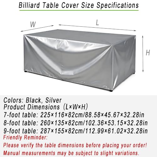 Cubierta de billar resistente para la protección integral de mesas de juego y mueble 5