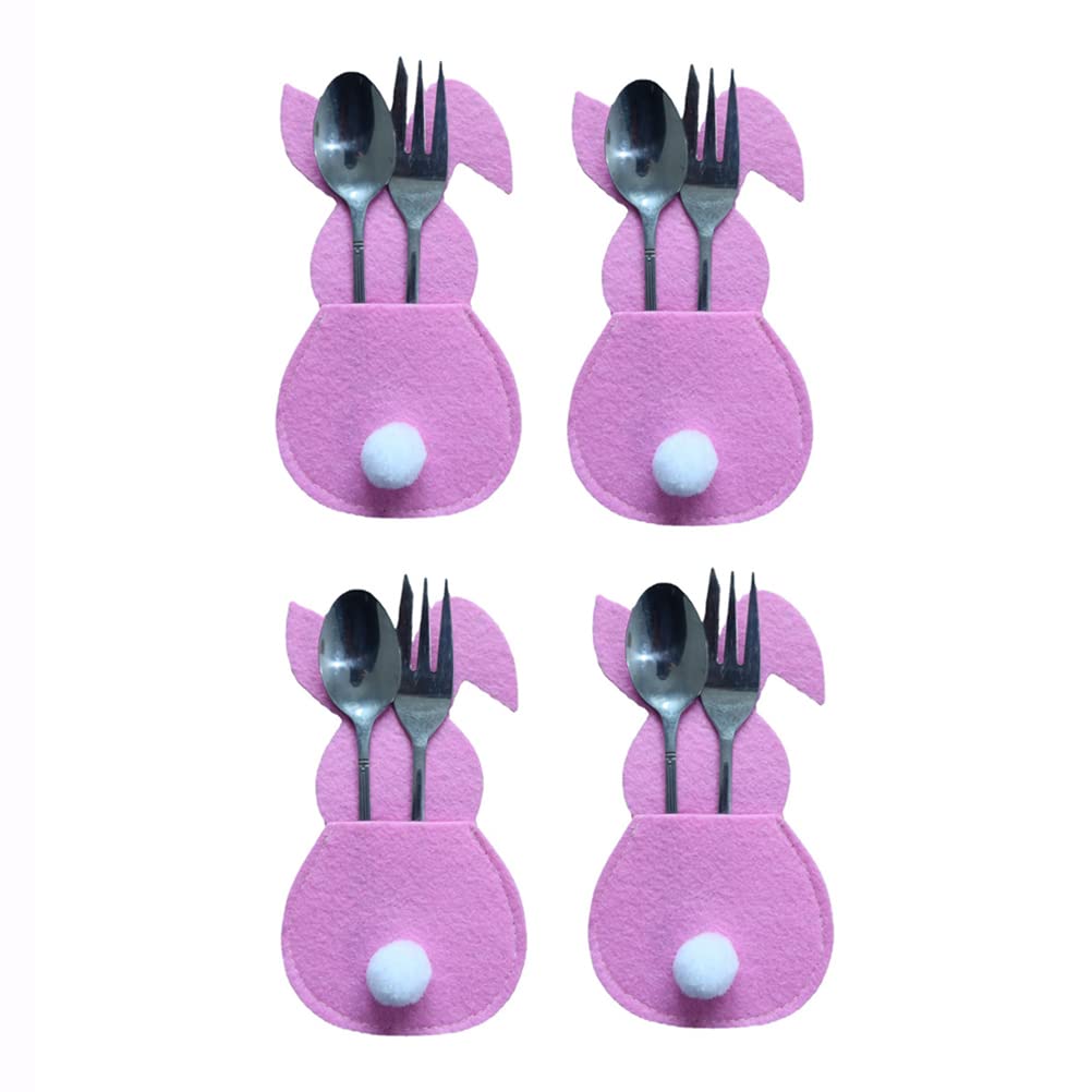 Lot de 4 porte-couverts de Pâques en feutre lapin de Pâques, sacs à couverts, fourchette, couteau, vaisselle, porte-vaisselle, décoration de Pâques pour fête, table à manger Lot de 4 porte-couverts de Pâques en feutre lapin de Pâques, sacs à couverts, fourchette, couteau, vaisselle, porte-vaisselle, décoration de Pâques pour fête, table à manger