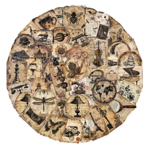 50 Pcs Vintage Stickers Scrapbooking Supplies Pack Dark Academia Transparent Retro Decals for Scrapbook Laptop Planner Journal Phone Water Bottle Skateboard (Vintage Aesthetic)
