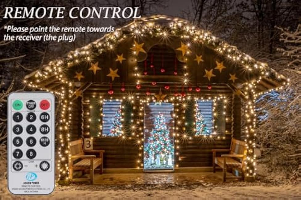 Solhice 300ft String Lights Outside with Remote, 800 LED Waterproof Extra Long Twinkle String Lights, Plug in Fairy Light for Outdoor Indoor Garden Decor, Warm White, Dark Green Wire