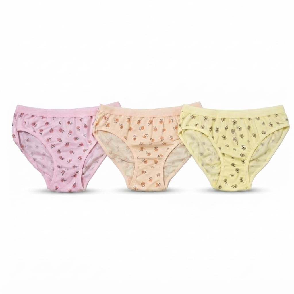 Women's 100% Cotton Printed Panty | Pack of 3 | Soft Breathable Mid Rise Bikini Briefs | Comfortable Floral Print-image-40