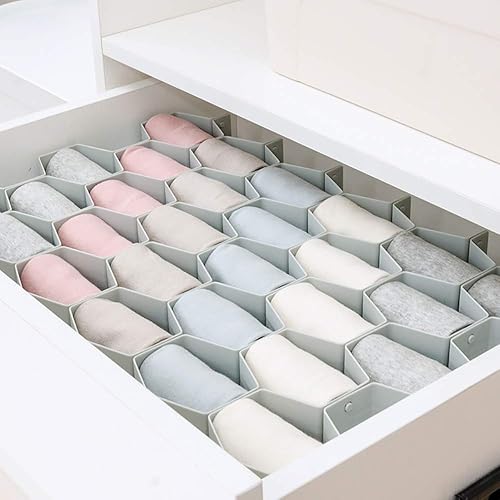 Miniatura 4 de Poeland Organizador divisor de cajón, 8 piezas, rejilla de plástico de panal de abeja, divisor de cajón verde 24 piezas