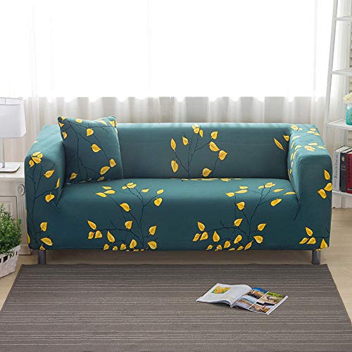 FANSU Copridivano Elastico Universale Antiscivolo, Stampa Geometrica Colorata, Blu Elegante, 4 Posti Con Braccioli + Federa - 2