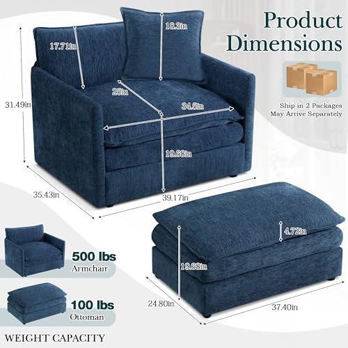 Sillón Chenille Plegable Azul miniatura 2