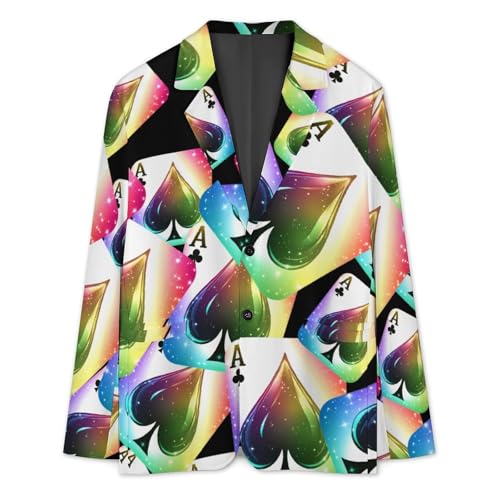 Spades Poker Rainbow Men's Slim Suit Long-Sleeve Prom Tuxedo Classic Two Button Business Jacket3