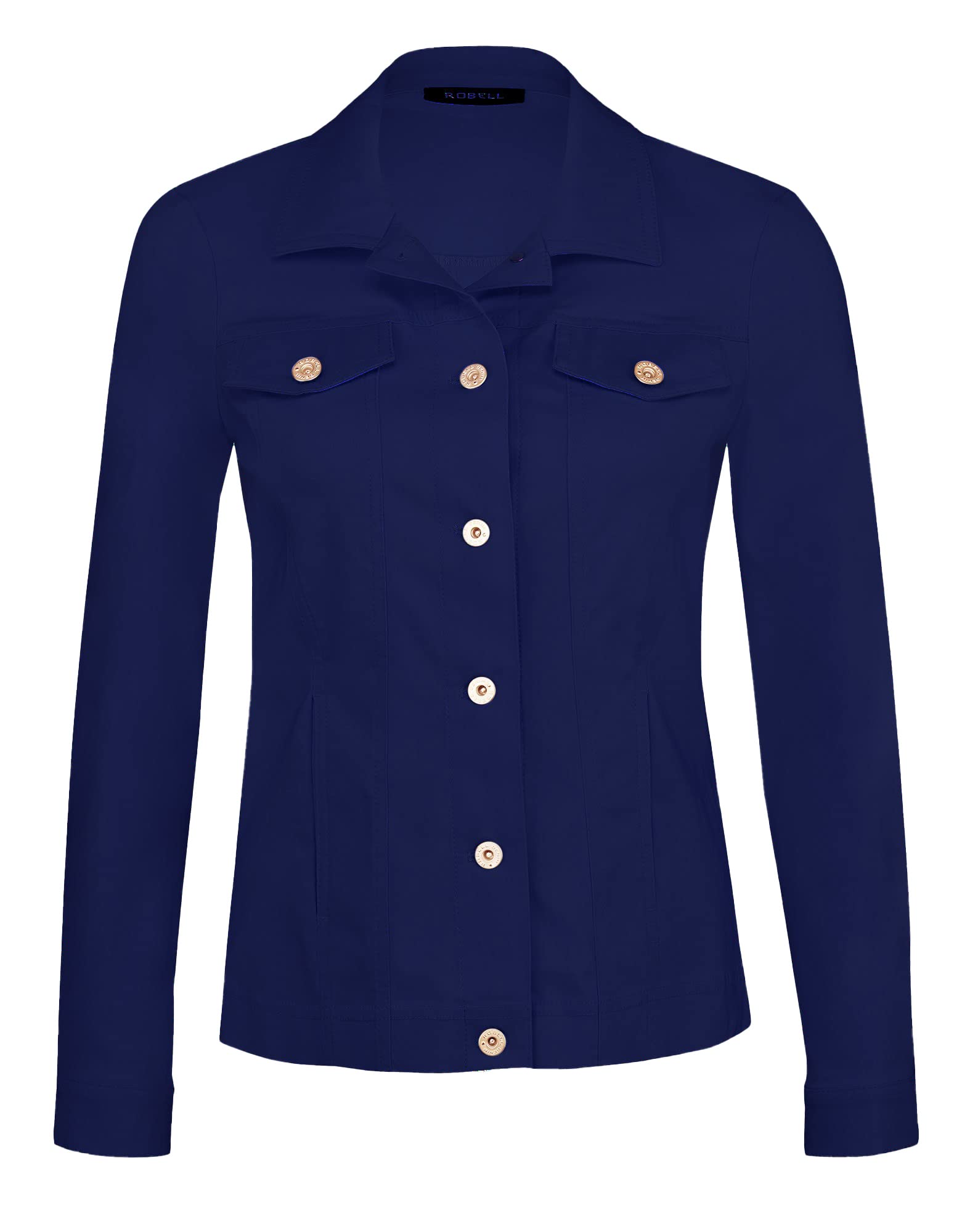 Robell HAPPY Damenjacke - Lässige Übergangsjacke Damen - Leichte Stoff Jacke Damen, Farbe Größe - Sportlicher Jeansjacken Look - Bitte eine Größe größer bestellen
