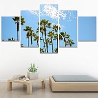 SIGNWIN 5 Panel Canvas Wall Art Palm Tree for Home Decorations Ready to Hang - 60
