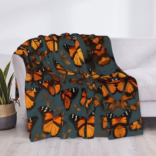 Couverture flanelle douce monarque orange pour cocooning sur canapé - 5