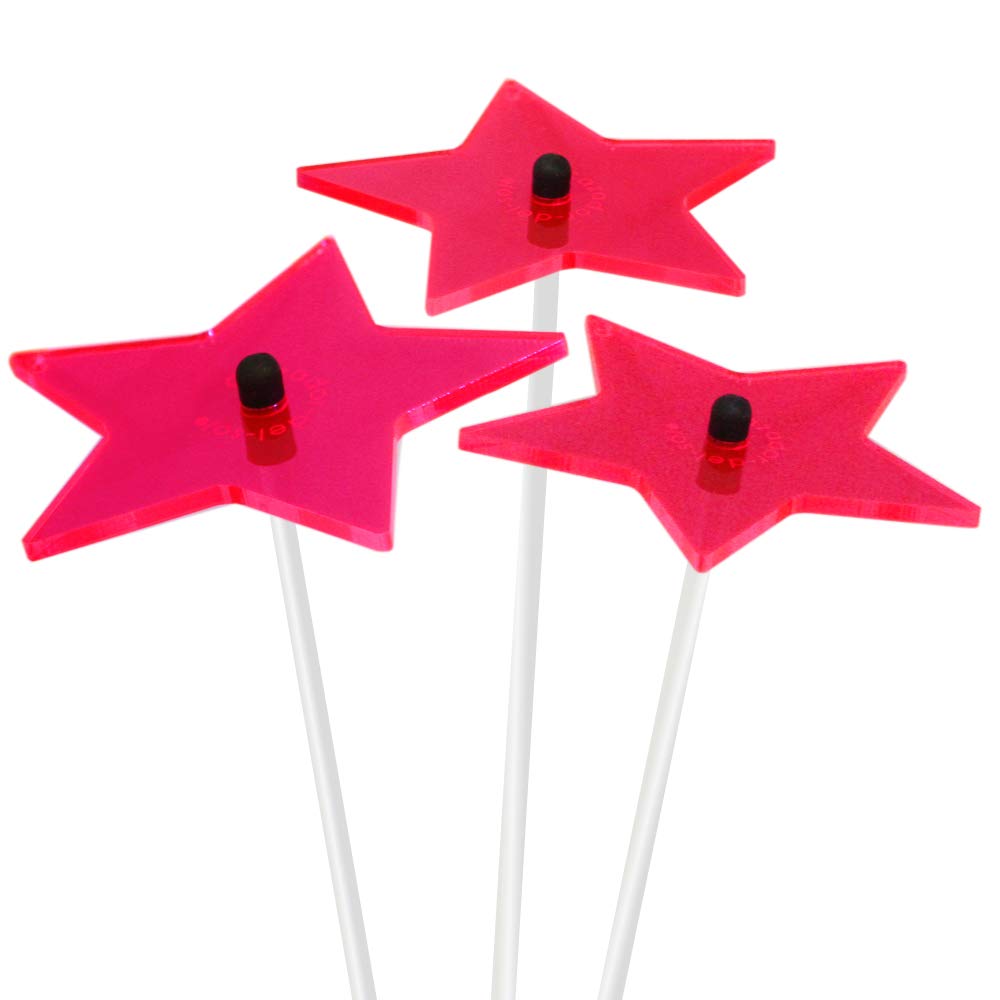 Bouquet D’étoiles Cazador-del-sol – Lot De 3 Capteurs Solaires Rouges – Diamètre 8 Cm, Hauteur 25 Cm – Lumineux Et Sans Entretien