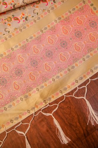 Image of DEVANGI Women's Woven Banarasi Silk Dupatta /Chunni For Women, Floral Print 1 Meter Wide and 2.3 Meter Length Printed Designer Dupatta /Chunni For Girls