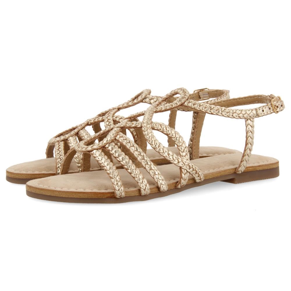 GIOSEPPO Yakima Braided Leather Sandals, gold, 6 UK