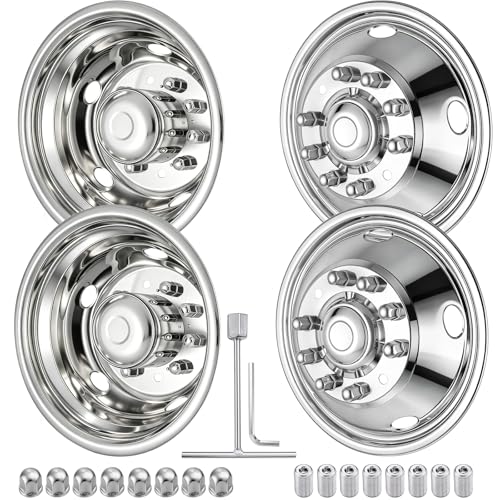 Image of CIRONBOW 19.5 inch 8 Lug 5 Holes,Wheel Simulators,Stainless Steel Bolt Kit,Fit for Pick-up Trucks Vans RV Hub Caps Rim Skin Chrome Cover Parts (2011 RAM4500)