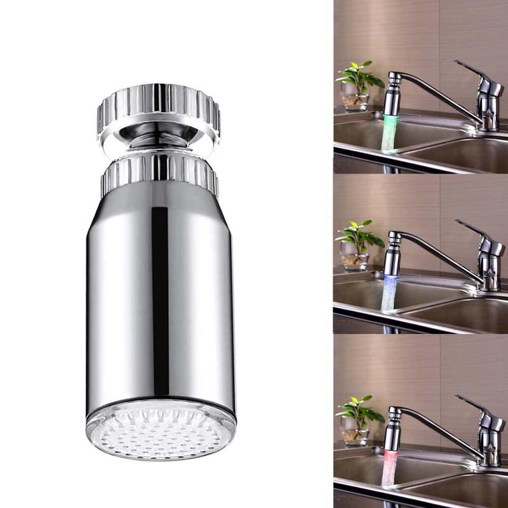 temperature sensor 3-colors changing glow led light water faucet tap for kitchen home | faucets plumbing & fixtures improvement