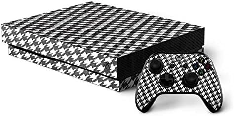 Skinit Decal Gaming Skin Compatible with Xbox One X Bundle - Originally Designed Houndstooth Black/White Design