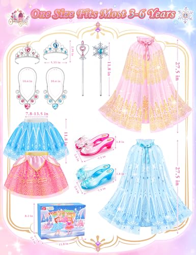 Vestido de princesa para niñas con zapatos y capa miniatura 6