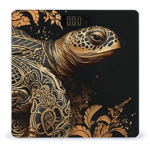 Báscula Digital Baño con Diseño Tortuga Negra y Dorada