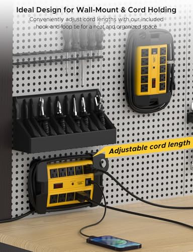 Image of CRST Heavy Duty Power Strip with USB (3.1A),10-Outlet Metal Surge Protector Power Strip with 15FT Cord(2800J),15A Circuit Breaker, Wall Mount, ETL Listed