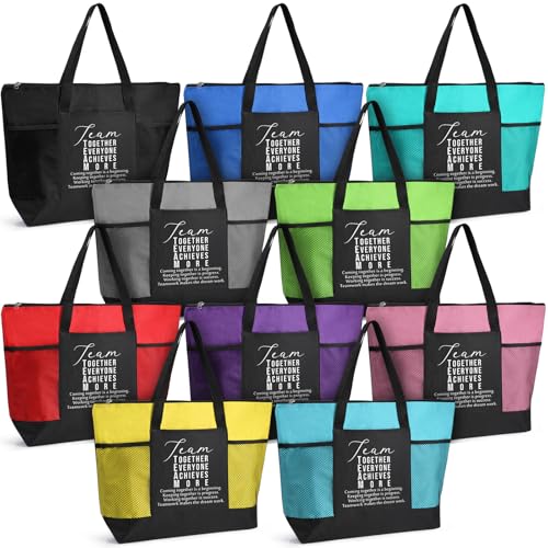 Locmeo 10 Pcs Team Appreciation Tote Bags for Women Employee Appreciation Staff Gifts for Teacher Housekeeping Week(Colorful,Team)