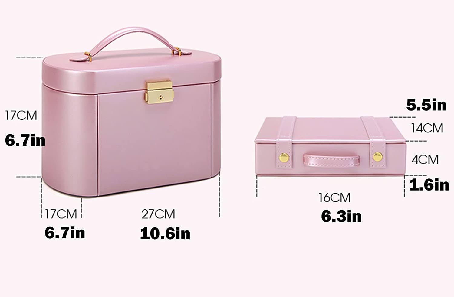 Aufbewahrungsbox Schmuckschatulle Schmuck-Organizer PU-Leder 4 Schichten Doppelseitige Schubladen verspiegelt mit tragbarer Kleiner Box Schmuckaufbewahrung Uhren-Organizer