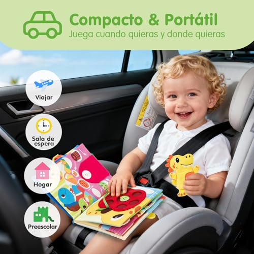 Miniatura 6 de Hahaland Libro Montessori 1 Año Busy Book - Libro Actividad De Tela Blando, Dinosaurio Interactivo Juguetes Montessori Para Bebes 6-12 Meses Regalo Educativo 1-3 Años