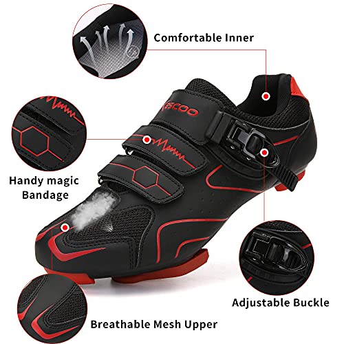 Image of Mens Womens Cycling Shoes Compatible with Peloton Bike Indoor Outdoor Road Bike Riding Shoes with Look Delta Cleats Pre-Installed Clip in Pedal