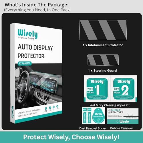 Image of Wisely 2Pcs - Screen Guard for TATA PUNCH (2026) ACCOMPLISHED /ACCOMPLISHED+S 10.25-Inch Display Car Infotainment System Protector + Steering Guard - Stereo Accessories - Touch Responsive - HD Clear