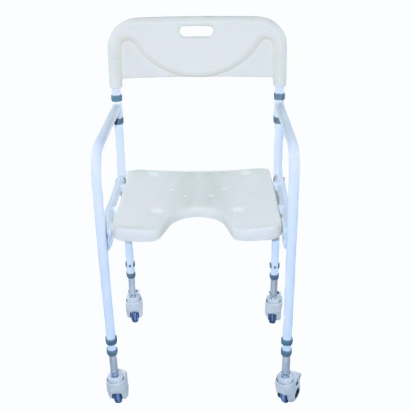 Ausilium Sedia da Doccia Pieghevole con Ruote e Freni per Anziani e Disabili - Sedia Bagno in Alluminio Regolabile in Altezza, Seduta Ergonomica Antiscivolo - Portata 114 kg