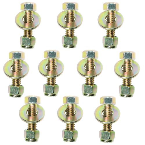 Image of 1 /4 inch x 3 /4 inch Hex Head Bolt by Color Galvanization with Nylon Lock nut and Large Size Washer Assortment Kit,Alloy Steel,Grade 5.(10pcs Pack),by Metalsuberg