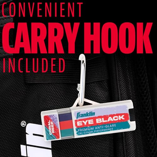 Image of Franklin Sports Eye Black Stick - Baseball Softball + Football - Coral /Teal | Reduces Sun + Stadium Glare, Non-Toxic Beeswax Formula, Smudge-Proof for Lacrosse + Game Day, Includes Carabiner Clip