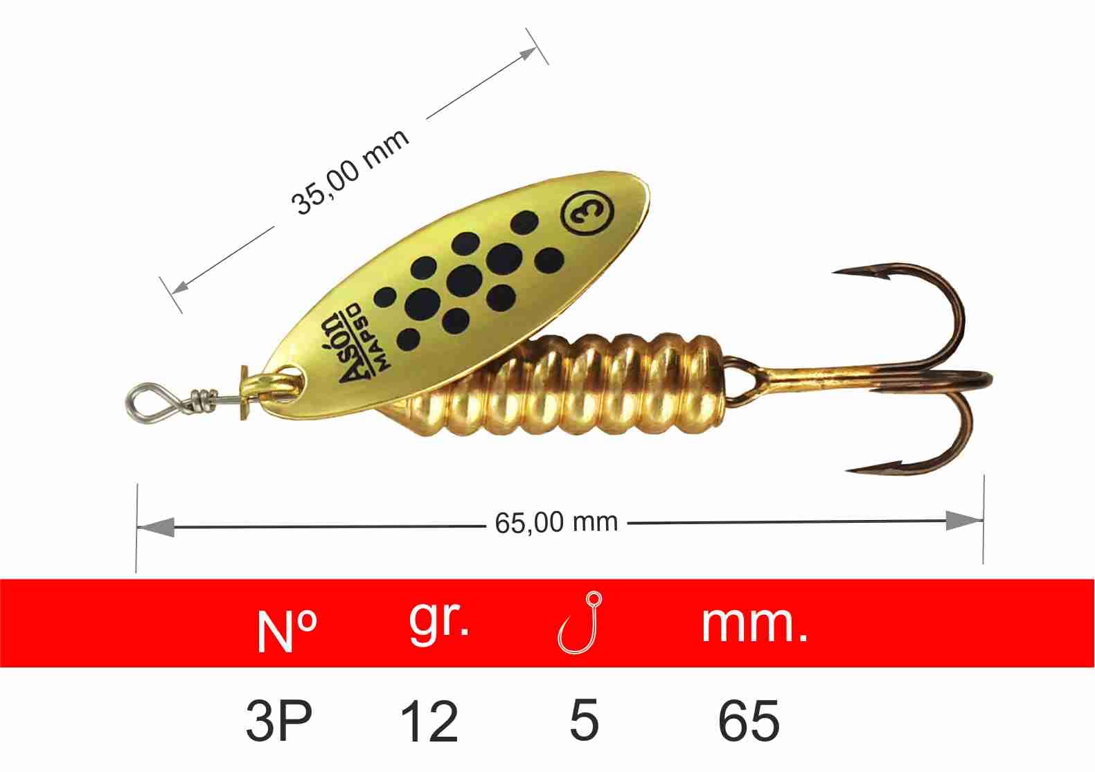 5 Cucharillas De Pesca ASÓN Heavy – 12 G, Diseño De Pala Con ángulo De 30º – Ideales Para Trucha, Salmón Y Reo, En Aguas Tranquilas O Con Corriente