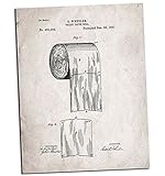 Toilet Paper Roll Patent Artwork ● Old Vintage Style Design ● Primitive Decor Rustic Look ● Paper Poster ● 11