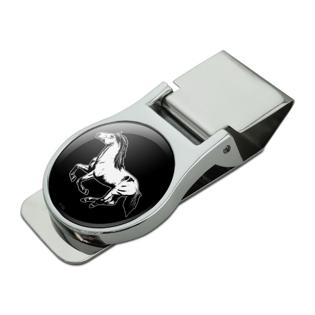 GRAPHICS & MORE Horse Illustration Satin Chrome Plated Metal Money Clip