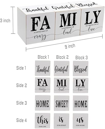 Miniatura 6 de Maoerzai Decoración de casa de campo para decoración de sala de estar, juego de 3 bloques de madera rústica, letrero de decoración del hogar, 4