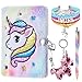 Set taccuino unicorno peluche - Blocchi magici per ragazze Diario privato Ricamo Scuola Blocco note da viaggio Penna gel Portachiavi Bracciali Serrature Chiavi Compleanno Regalo di Natale