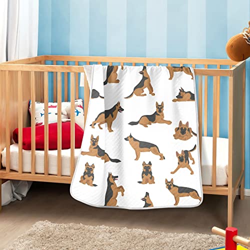 Image of Swaddle Blanket German Shepherd Dogs Cotton Blanket for Infants, Receiving Blanket, Lightweight Soft Swaddling Blanket for Crib, Stroller, Nursery Blankets, 30x40 in