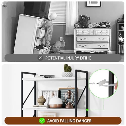 Shintenchi 5 Tiers Bookshelf, Classically Tall Bookcase Shelf,Industrial Book Rack,Modern Book Holder in Bedroom/Living Room/Office, Storage Rack Shelves for Books/Movies,11.8" Dx23.6 Wx62.2 H,White
