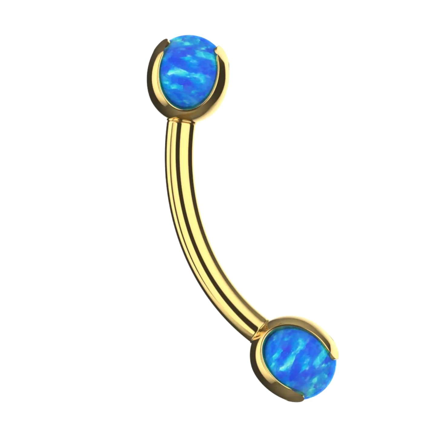G23 Titanium Eyebrow Banana Ring with Opal Ball – 16G (1.2mm) 8mm | Dark Blue, Pink & Aurora Borealis- Sold as a Single Piece-image-42