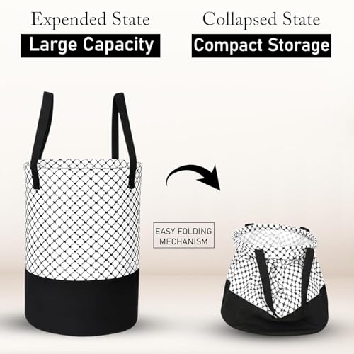 Image of GLUN Non-Woven Laundry Bag, Waterproof Round Shape Pack of 1 Polka Dot Printed Storage Bag, Lightweight & Durable Bag for Toys, Clothes, Stationery Items, Space Saving Design