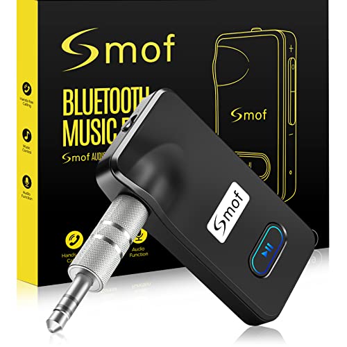 Smof Récepteur Bluetooth 5.0, Adaptateur Bluetooth pour Systèmes Audio de Voiture, Stéréos Domestiques, Haut-parleurs, écouteurs Filaires, Mains Libres, Adaptateur Antibruit avec Micro, 2 Connexion