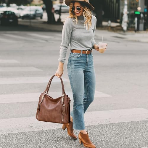 Handbags for Women Faux Leather Top Handle Shoulder Bags with Detachable Strap Medium Size2