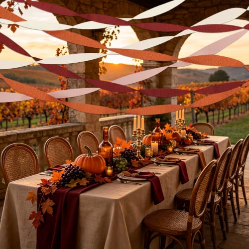 Image of 8 Rolls Fall Party Decorations, Crepe Paper Streamers for Thanksgiving