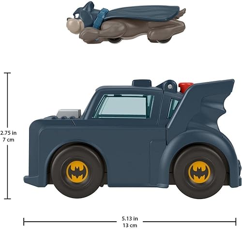 Miniatura 4 de Fisher-Price DC League of Super-Pets - Juguete preescolar Super Launch Ace Figura y Batmobile Car Set para juegos de simulación para niños a partir