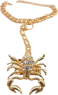 TFJ Women Fashion Jewelry Hand Chain Metal Long Scorpion Wrist Bracelet Slave Ring Gold
