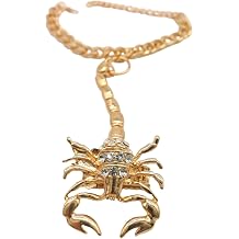 TFJ Women Fashion Jewelry Hand Chain Metal Long Scorpion Wrist Bracelet Slave Ring Gold