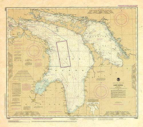 Paradise Cay Publications, Inc. Antiqued NOAA Chart 14860: Lake Huron