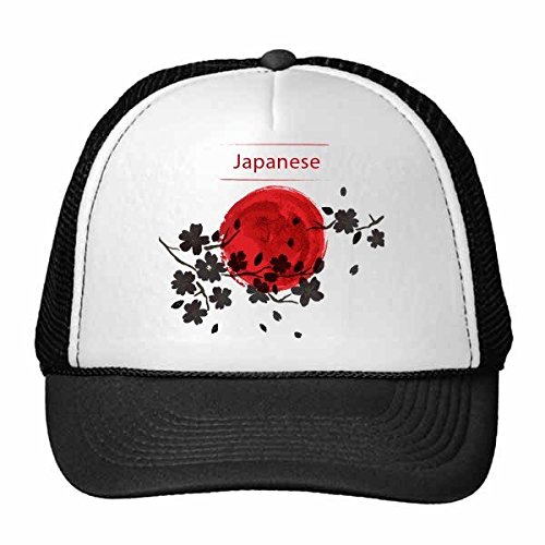 Gorra de béisbol de Japón para paseos urbanos estilo sakura negro