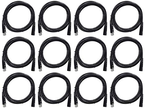 (12) Rockville RDX5M10 10' 5-Pin Male-Female DMX Lighting Cable 100% OFC Copper