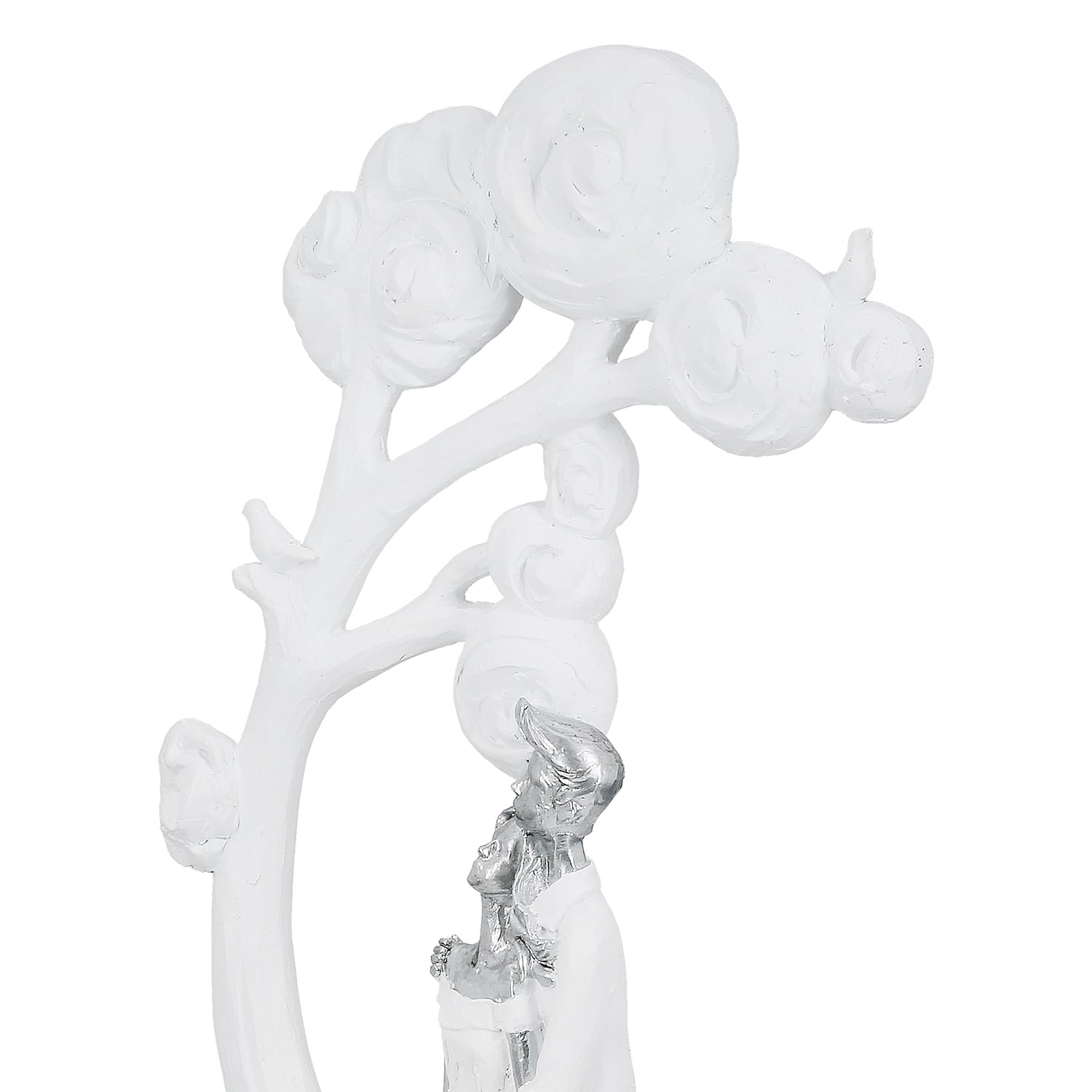 Casablanca Figur Tree of Love - Kunstharz - Weiß-Matt - Metallische Optik - Höhe 40cm x Breite 21cm - Baum-Paar-Motiv