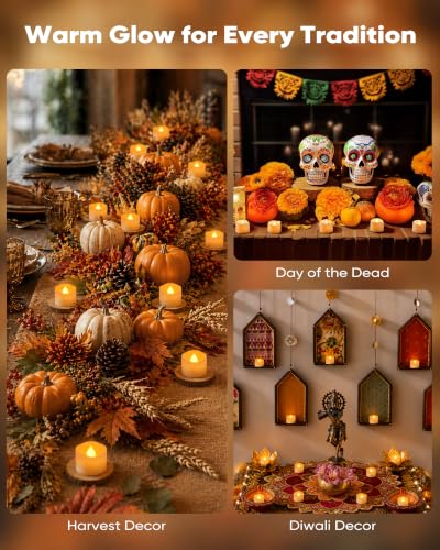 Image of Homemory 100-Pack Flameless Tea Lights Candles Battery Operated, 200+ Hours | Flickering LED Tealights for Halloween Events, Christmas Luminaries, Fall Weddings, Banquets and Large Holiday Event Displays