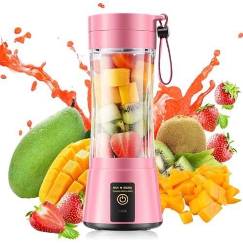 Image of Portable Blender for Smoothies and Shakes - Mini Blender with 6 Stainless-Steel Blades for Powerful Mix, Juicer with 380Ml Travel Cup for Picnic /Gym /Office